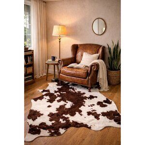 New Brown & White Medium Cowhide Rug Area Rug Cow Print Rug Room Decor 48"x72"